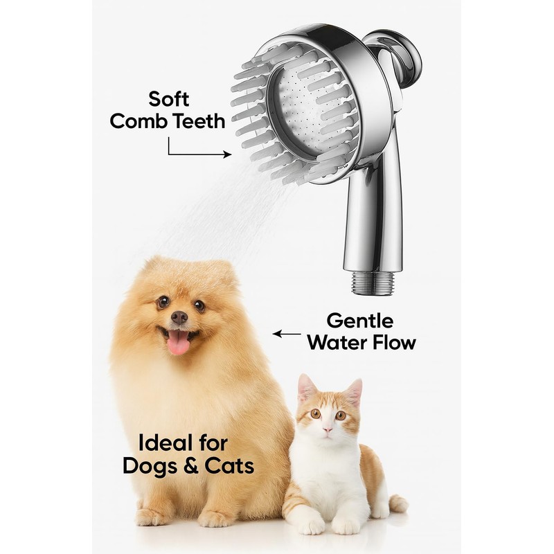 StoneStream Handheld Shower Head with Soft Comb for Foaming and