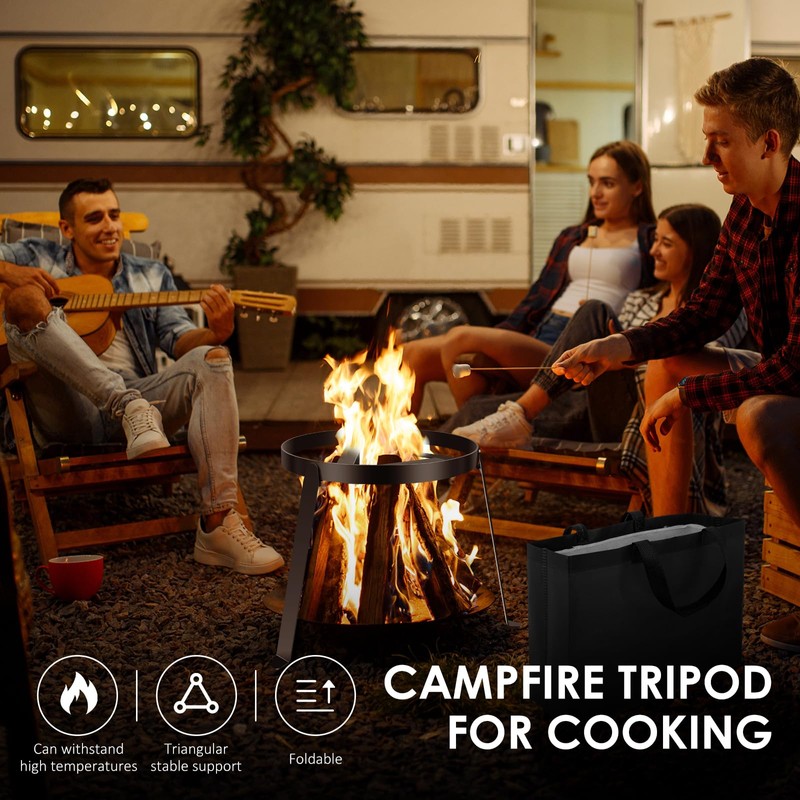 Campfires Tripod Stand Stable Fire Tripod Cast Iron Open Camping
