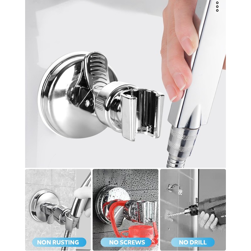 Shower Holder, Suction Shower Head Holder No Drill, Adjustable Shower