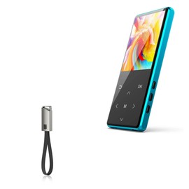 BoxWave Cable Compatible with Safuciiv MP3 Player (2.4 in) - USB Type-C Keychain Charger, Key Ring USB Type-C to Type-A 8 in USB Cable - Jet Black