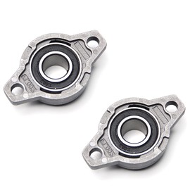 Othmro KFL002 15mm Bore Dia Zinc Alloy/Chrome Steel Flange Bearing Set Screw Cap Set of 2