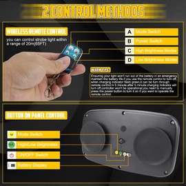 TIPHOPE Wireless Rechargeable LED Rooftop Beacon Strobe Lights,48LED 17 Flashing Modes,Hi/Lo Brightness,Amber White Emergency Hazard Warning Light with Home/Car Charger for Trucks Vehicles-1 Pack