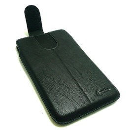 Emartbuy Universal 7-8.4 Inch Black PU Leather Secured Slide in Pouch Case Sleeve Holder With Pull Tab Mechanism Compatible With Devices Listed Below