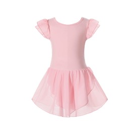 vivifayee - Leotardos de ballet para niñas, vestido de tutú con falda de lazo de gasa, X- rosa, 4-5T