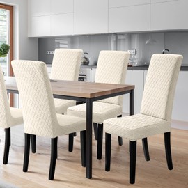 Set of 4 Stretch Chair Covers, Dining Room Chair Covers, Universal Elastic Covers, Washable, Removable for Hotel, Banquet, Office, Party Decoration (pack of 4, Cream White) - L