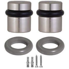 Design House 189332-SN Modern Cylinder Door Stop 2pk, Satin Nickel