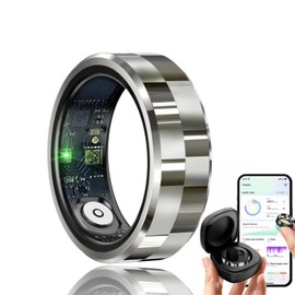 Smart Ring for Men Women, Sleep Tracking Wearable, Heart Rate, Fitness Tracker, Step Blood Oxygen Blood Pressure Tracker,Calorie Tracking, Shake to Take Photos (Sliver, #8)