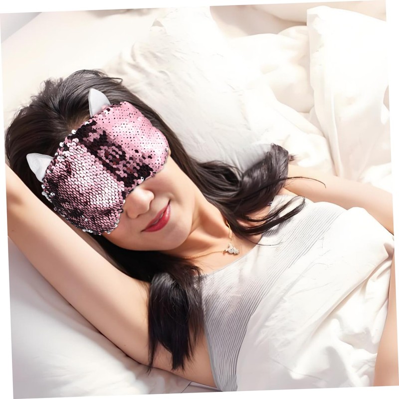 Beavorty Cute Glitter Unicorn Sequin Sleeping Eye Mask with Strap