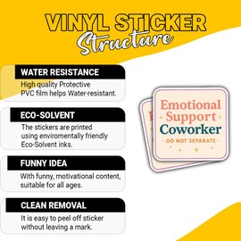 3 Pcs Emotional Support Coworker Stickers – Funny Sarcastic Office Decals – Gifts for Coworkers and Work Enthusiasts – for Laptop, Water Bottle, Tumbler – 3"x3"