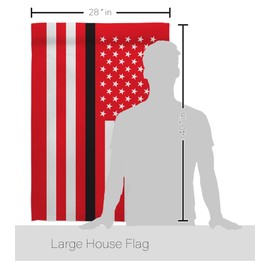 US Thin Black Line House Flag - Dowel Set First Responders Firefighter Fireman Fire Department Rescue Red Hero Support - Decoration Banner Small Garden Yard Gift Double-Sided Made in USA 28 X 40