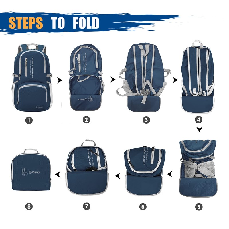 ZOMAKE Foldable Backpacks, Small Waterproof Hiking Daypack, Lightweight Backpack for