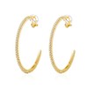 QUKE 5.5CM Gold Clip On Hoop Earrings Cubic Zirconia Non