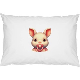 2 x 'Baby Rabbit With Pacifier' Cotton Pillow Cases (PW00039516)