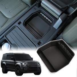 Bekantogy Car Armrest Storage Box Tray Compatible for Land Rover Defender 90 110 130 2020-2024 Center Console Armrest Storage Box Center Console Organizer Tray ABS Black（Not for Refrigerator Version）