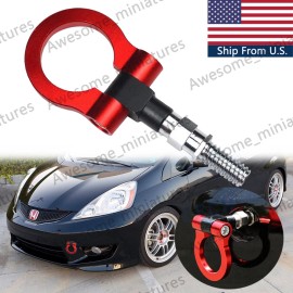 Awesome_miniatures JDM Bumper Red Track Racing Style Aluminum Tow Hook Ring For Honda FIT 2009-2013