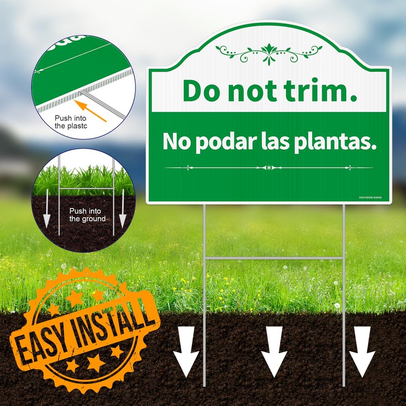 Do Not Trim Sign,Bilingual Plant Sign in English and Spanish,