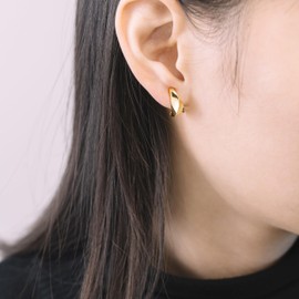 FH.bird Women's Earrings, Painless, Simple, 18K Gold, Curved Design, Hypoallergenic, 925 Silver, Non-Hole Earrings, No Holes, Gold, Will Not Fall Off, For Everyday Use, Commuting To Work, Silver, No