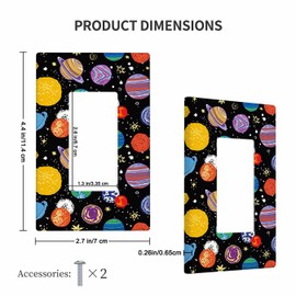 Moslion Planet Outer Space Single Rocker Wall Plate Galaxy Moon Earth Sun Universe Planets Star 1-Gang Outlet Light Switch Covers Receptacle Bedroom Bathroom Home Decor