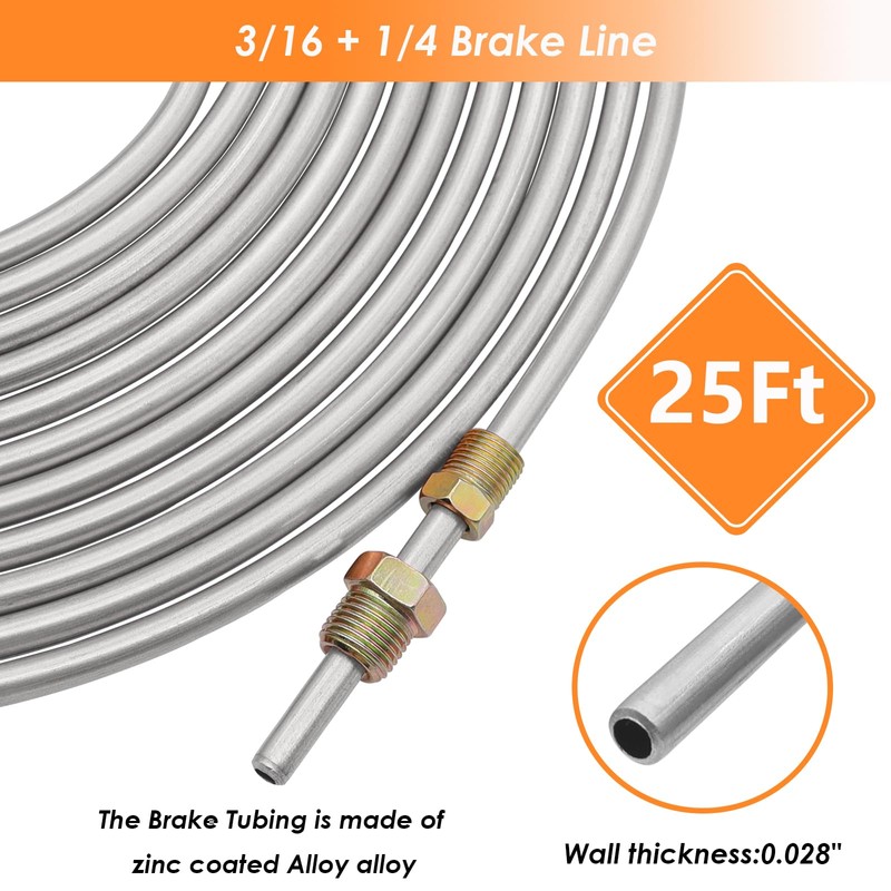 Eoppen 25 ft 3/16 + 1/4 Zinc Coated Alloy Brake