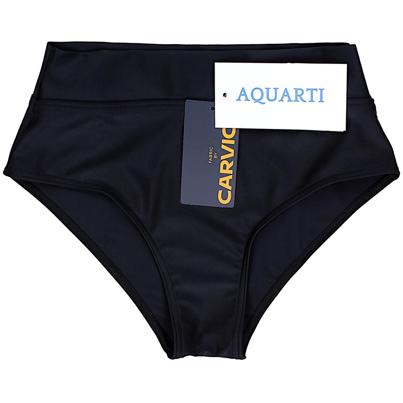 Aquarti Women's Bikini Bottoms High Waist with Turn-Up Waistband Bottom,