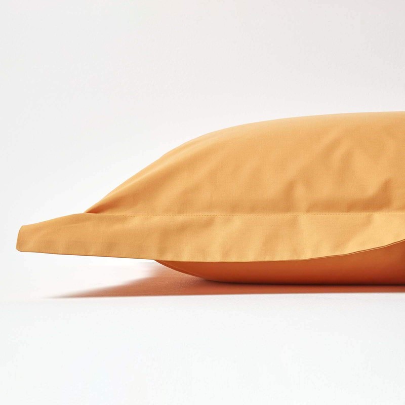 HOMESCAPES Mustard Yellow Pure Egyptian Cotton Oxford Pillowcase Standard Size