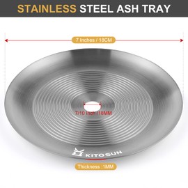 Hookah Tray Charcoal Ash Plate - Kitosun Original Hookah Accessories 304 Stainless Steel Durable Ashtray 7" Diameter 1mm Thick 4/5" Round Inner Hole for Shisha Nargila Smoking (Steel)