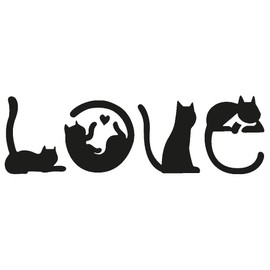 Love Cats Kitty Vinyl Cutout Rub On Sticker 6.5-by-1.9 Inches (Pink)