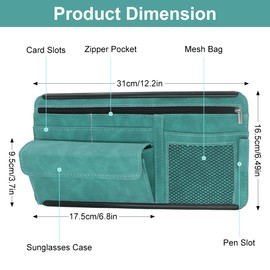 HADEEONG Sun Visor Organizer, Multi-Pocket Auto Visor Organizer for Car, SUV and Truck, Card Holder Glasses Holder for Car Interior Accessories Car Organizers And Storage, Blue