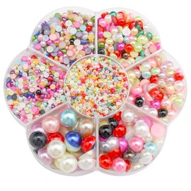 5800Pcs Half Pearls for Crafts, Flatback Pearls for Artwork Making, DIY Rhinestones Accessory Nail Art, Face Gems Jewels Flat Back Craft Pearls for Artist Creative - Colorful