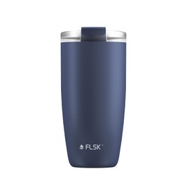 FLSK CUP Stainless Steel Reusable Cup for Travel (350 ml, 500 ml) - 3 Hours Hot, Leak-Proof, Includes Plastic-free Tube Box and Microfibre Buddy, Ideal for Travel, Office or Filling in the Cafe