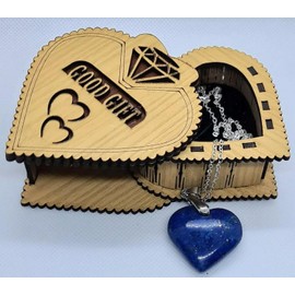 Lapis Lazuli Celestial Heart Necklace in 999 Fine Silver | Tarnish-Free Hand-Carved Gemstone Jewelry | Unique Gift for Partner | Love and Harmony Pendant