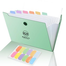 A4 Expanding File - A4 Folder - A4 Document Folder with 12 Compartments - Ideal Document Organiser for Office - Home and School (Light Green)