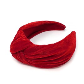 allydrew Wide Knotted Velvet Headbands, Top Knot Velvet Headbands for Women, Red