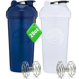 GOMOYO 2-Pack - 28-Ounce Shaker Bottle (Navy, White) | Protein Shaker Cup 2-Pack with Agitators | Protein Shaker Bottle Set is BPA Free and Dishwasher Safe