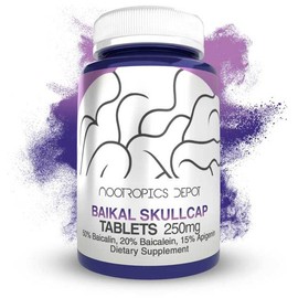 Nootropics Depot Baikal Skullcap Extract Tablets | 250mg | 60 Count | >15% Apigenin, >20% Baicalein, >50% Baicalin