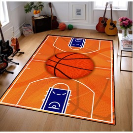 Basketball Court Rug 5'x7', Sports Rugs for Boys Bedroom, Basketball Carpet Decor