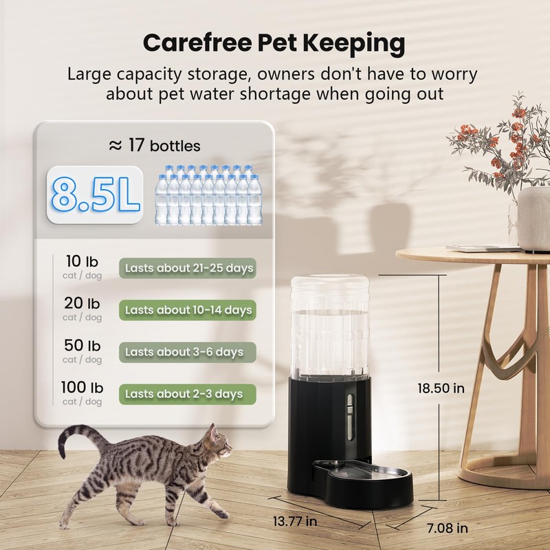CZPET Automatic Dog and Cat Water Dispenser with Stainless Steel