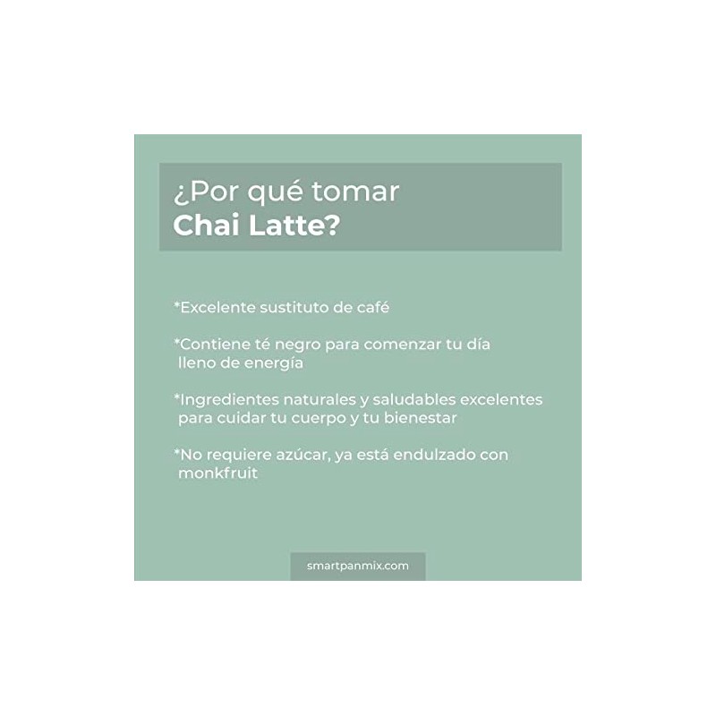 Chai latte - Sin azúcar, Sin gluten, Vegano, 100% Natural,