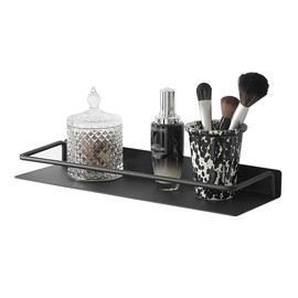 JOOM Metal Wall Floating Shelf - Metal Wall Shelf, Black Floating Shelf, Small Bathroom Shelf, (Black, 16Inch)