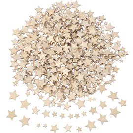 500 Pieces Wooden Stars Mixed Size Wood Stars Cutout Shape with 4 Sizes Mixed for Christmas Flag Winter Party Decoration Art Craft Sewing Model Crafts Toys and Other DIY Supplies