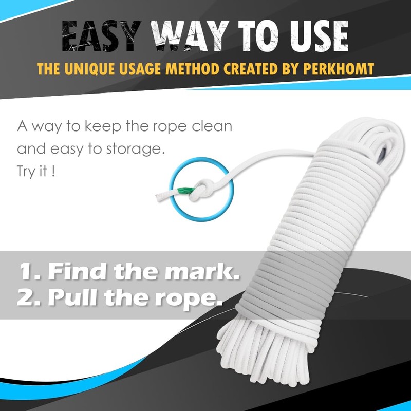 PerkHomy Cotton Rope 3/16" (5mm) 100 ft Multi Purpose Utility