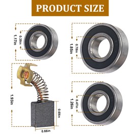Replacement for Sears Craftsman RM870 RM871 RM872 Motor Rebuild Kit Motor Armature Bearing Set Compatible with 137.xxxxxx Series Motorized 10" Table Saws