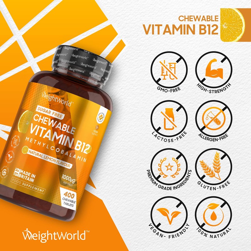 Vitamin B12 Tablets High Strength 1000mcg - 400 Chewable B12