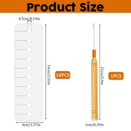 Heat Shield Guards for Hair Extension Multi Hole Spacers Fusion Glue Protector Rectangular Shield Spacers Templates with Hook Pulling Needle for Hair Extensions Clear Plastic Spacers(10 Pieces)