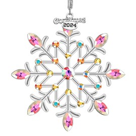 H&D HYALINE & DORA 2024 Annual Christmas Ornaments Silver Snowflake Ornaments Snowflake Hanging Ornaments for Christmas Tree Winter Home Holiday
