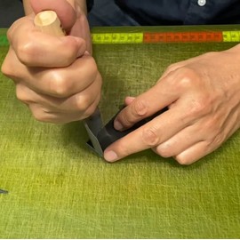 KAKURI Leather Corner Punch Tool 15mm Made in Japan, Professional Leather Cutter Knife Half-Round U Gouge, Sharp Japanese Carbon Steel Blade