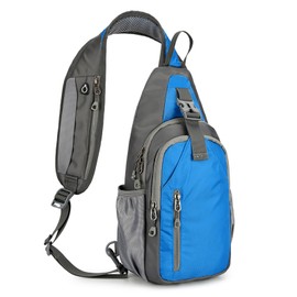 W WINTMING Sling Bag for Men Crossbody Sling Backpack Chest Bag Travel Hiking Daypack (Blue-Gray)