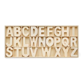 Alphabet Letters Tray, 104-piece Wooden ABC Letters in Unfinished Wood Tray, by Woodpeckers