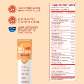 SkyMD Hydration + Immunity Powder Packets with Electrolytes | Hydration Multiplier, Immune Booster with Vitamins, Minerals | Low Sugar & Calories, Mix in Water | 14 Single-Serving Sticks, Orange Mango