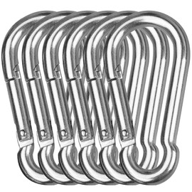 Wlikn Carabiner 304 Stainless Steel, Load Capacity 440.1 lbs (200 kg), Spring Hook, Non-Locking, Multifunctional, Outdoor, Camping, Trekking, Hiking, Fishing, Ceiling, Rust Resistant, For Outdoor Use